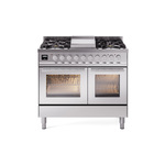 ILVE UPD40FWMPSS Professional Plus II 40" Dual Fuel Range (Natural Gas, Triple Glass Door, Stainless Steel)