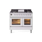 ILVE UPD40FWMPWHLP Professional Plus II 40" Dual Fuel Range (Liquid Propane, Triple Glass Door, White)