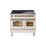 ILVE UPDI406NMPAWB Nostalgie II 40" Induction Range (Triple Glass Door, Antique White, Burnished)