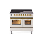 ILVE UPDI406NMPAWG Nostalgie II 40" Induction Range (Triple Glass Door, Antique White, Brass)