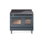 ILVE UPDI406NMPBGB Nostalgie II 40" Induction Range (Triple Glass Door, Blue Grey, Burnished)