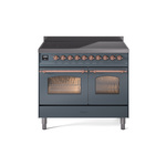 ILVE UPDI406NMPBGP Nostalgie II 40" Induction Range (Triple Glass Door, Blue Grey, Copper)