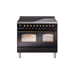 ILVE UPDI406NMPBKB Nostalgie II 40" Induction Range (Triple Glass Door, Glossy Black, Burnished)