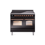 ILVE UPDI406NMPBKP Nostalgie II 40" Induction Range (Triple Glass Door, Glossy Black, Copper)