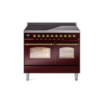 ILVE UPDI406NMPBUG Nostalgie II 40" Induction Range (Triple Glass Door, Burgundy, Brass)