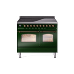 ILVE UPDI406NMPEGB Nostalgie II 40" Induction Range (Triple Glass Door, Emerald Green, Burnished)