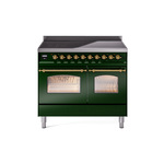 ILVE UPDI406NMPEGG Nostalgie II 40" Induction Range (Triple Glass Door, Emerald Green, Brass)