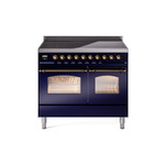 ILVE UPDI406NMPMBB Nostalgie II 40" Induction Range (Triple Glass Door, Midnight Blue, Burnished)