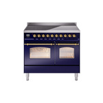 ILVE UPDI406NMPMBG Nostalgie II 40" Induction Range (Triple Glass Door, Midnight Blue, Brass)