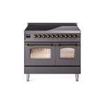 ILVE UPDI406NMPMGB Nostalgie II 40" Induction Range (Triple Glass Door, Graphite Matte, Burnished)