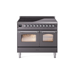 ILVE UPDI406NMPMGC Nostalgie II 40" Induction Range (Triple Glass Door, Graphite Matte, Chrome)