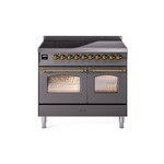 ILVE UPDI406NMPMGG Nostalgie II 40" Induction Range (Triple Glass Door, Graphite Matte, Brass)