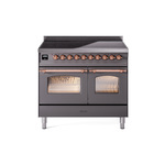 ILVE UPDI406NMPMGP Nostalgie II 40" Induction Range (Triple Glass Door, Graphite Matte, Copper)