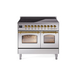 ILVE UPDI406NMPSSG Nostalgie II 40" Induction Range (Triple Glass Door, Stainless Steel, Brass)