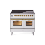 ILVE UPDI406NMPWHG Nostalgie II 40" Induction Range (Triple Glass Door, White, Brass)