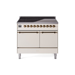 ILVE UPDI406QNMPAWB Nostalgie II 40" Induction Range (Solid Door, Antique White, Burnished)