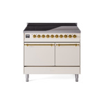 ILVE UPDI406QNMPAWG Nostalgie II 40" Induction Range (Solid Door, Antique White, Brass)