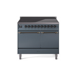 ILVE UPDI406QNMPBGB Nostalgie II 40" Induction Range (Solid Door, Blue Grey, Burnished)