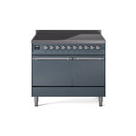 ILVE UPDI406QNMPBGC Nostalgie II 40" Induction Range (Solid Door, Blue Grey, Chrome)