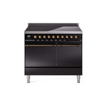 ILVE UPDI406QNMPBKB Nostalgie II 40" Induction Range (Solid Door, Glossy Black, Burnished)