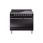 ILVE UPDI406QNMPBKC Nostalgie II 40" Induction Range (Solid Door, Glossy Black, Chrome)