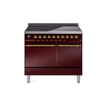 ILVE UPDI406QNMPBUG Nostalgie II 40" Induction Range (Solid Door, Burgundy, Brass)