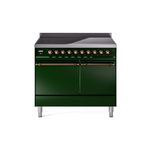 ILVE UPDI406QNMPEGB Nostalgie II 40" Induction Range (Solid Door, Emerald Green, Burnished)