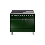 ILVE UPDI406QNMPEGC Nostalgie II 40" Induction Range (Solid Door, Emerald Green, Chrome)