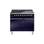 ILVE UPDI406QNMPMBC Nostalgie II 40" Induction Range (Solid Door, Midnight Blue, Chrome)