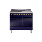 ILVE UPDI406QNMPMBG Nostalgie II 40" Induction Range (Solid Door, Midnight Blue, Brass)