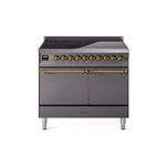 ILVE UPDI406QNMPMGG Nostalgie II 40" Induction Range (Solid Door, Graphite Matte, Brass)