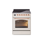 ILVE UPI304NMPAWP Nostalgie II 30" Induction Range (Triple Glass Door, Antique White, Copper)