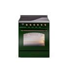 ILVE UPI304NMPEGB Nostalgie II 30" Induction Range (Triple Glass Door, Emerald Green, Burnished)