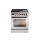 ILVE UPI304NMPSSB Nostalgie II 30" Induction Range (Triple Glass Door, Stainless Steel, Burnished)