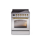 ILVE UPI304NMPSSG Nostalgie II 30" Induction Range (Triple Glass Door, Stainless Steel, Brass)