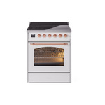 ILVE UPI304NMPWHP Nostalgie II 30" Induction Range (Triple Glass Door, White, Copper)