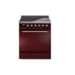 ILVE UPI304QNMPBUC Nostalgie II 30" Induction Range (Solid Door, Burgundy, Chrome)