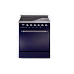 ILVE UPI304QNMPMBC Nostalgie II 30" Induction Range (Solid Door, Midnight Blue, Chrome)