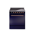 ILVE UPI304QNMPMBP Nostalgie II 30" Induction Range (Solid Door, Midnight Blue, Copper)