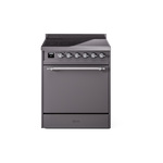 ILVE UPI304QNMPMGC Nostalgie II 30" Induction Range (Solid Door, Graphite Matte, Chrome)