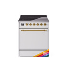 ILVE UPI304QNMPRAG Nostalgie II 30" Induction Range (Solid Door, RAL, Brass)