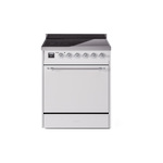 ILVE UPI304QNMPWHC Nostalgie II 30" Induction Range (Solid Door, White, Chrome)