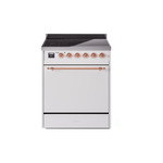 ILVE UPI304QNMPWHP Nostalgie II 30" Induction Range (Solid Door, White, Copper)