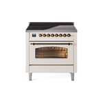 ILVE UPI366NMPAWB Nostalgie II 36 inch Induction Range (Triple Glass Door, Antique White, Burnished)