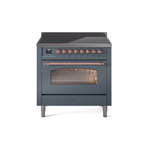 ILVE UPI366NMPBGP Nostalgie II 36 inch Induction Range (Triple Glass Door, Blue Grey, Copper)