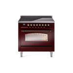 ILVE UPI366NMPBUB Nostalgie II 36 inch Induction Range (Triple Glass Door, Burgundy, Burnished)