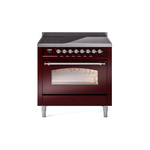 ILVE UPI366NMPBUC Nostalgie II 36 inch Induction Range (Triple Glass Door, Burgundy, Chrome)