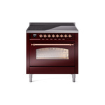 ILVE UPI366NMPBUP Nostalgie II 36 inch Induction Range (Triple Glass Door, Burgundy, Copper)