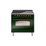 ILVE UPI366NMPEGB Nostalgie II 36 inch Induction Range (Triple Glass Door, Emerald Green, Burnished)