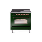 ILVE UPI366NMPEGP Nostalgie II 36 inch Induction Range (Triple Glass Door, Emerald Green, Copper)